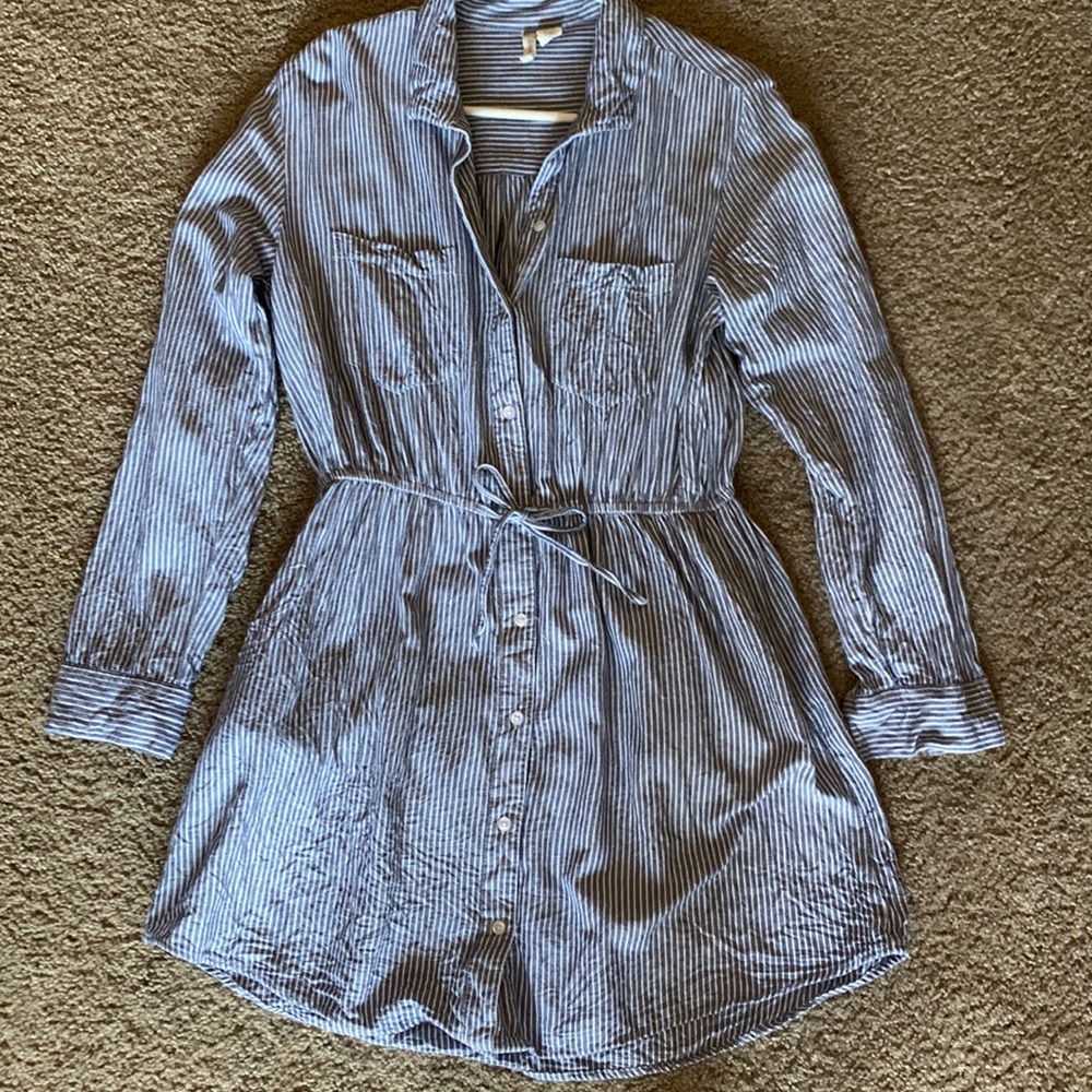 Japna blue and white striped button up dress